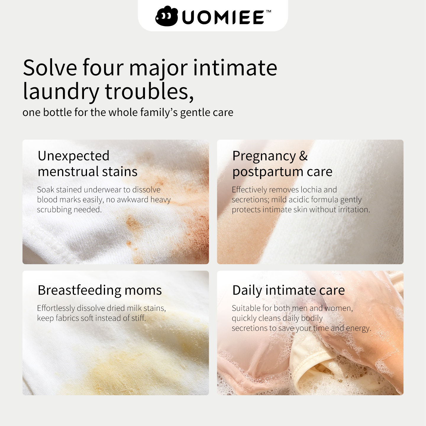  UOMIEE Lingerie Detergent Mousse Underwear Anti-bacterial Detergent Mousse Remove Stains Easy To Use 300ml