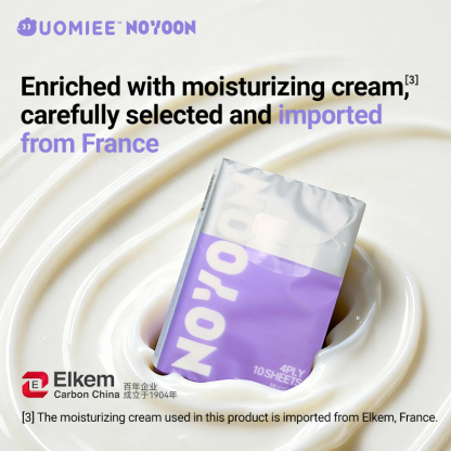 UOMIEE × NOYOON Cream-Infused Milk + Soft Moisturizing Tissue Soft Pack skin friendly, MoistCare Nose-Soothing10s*9pack