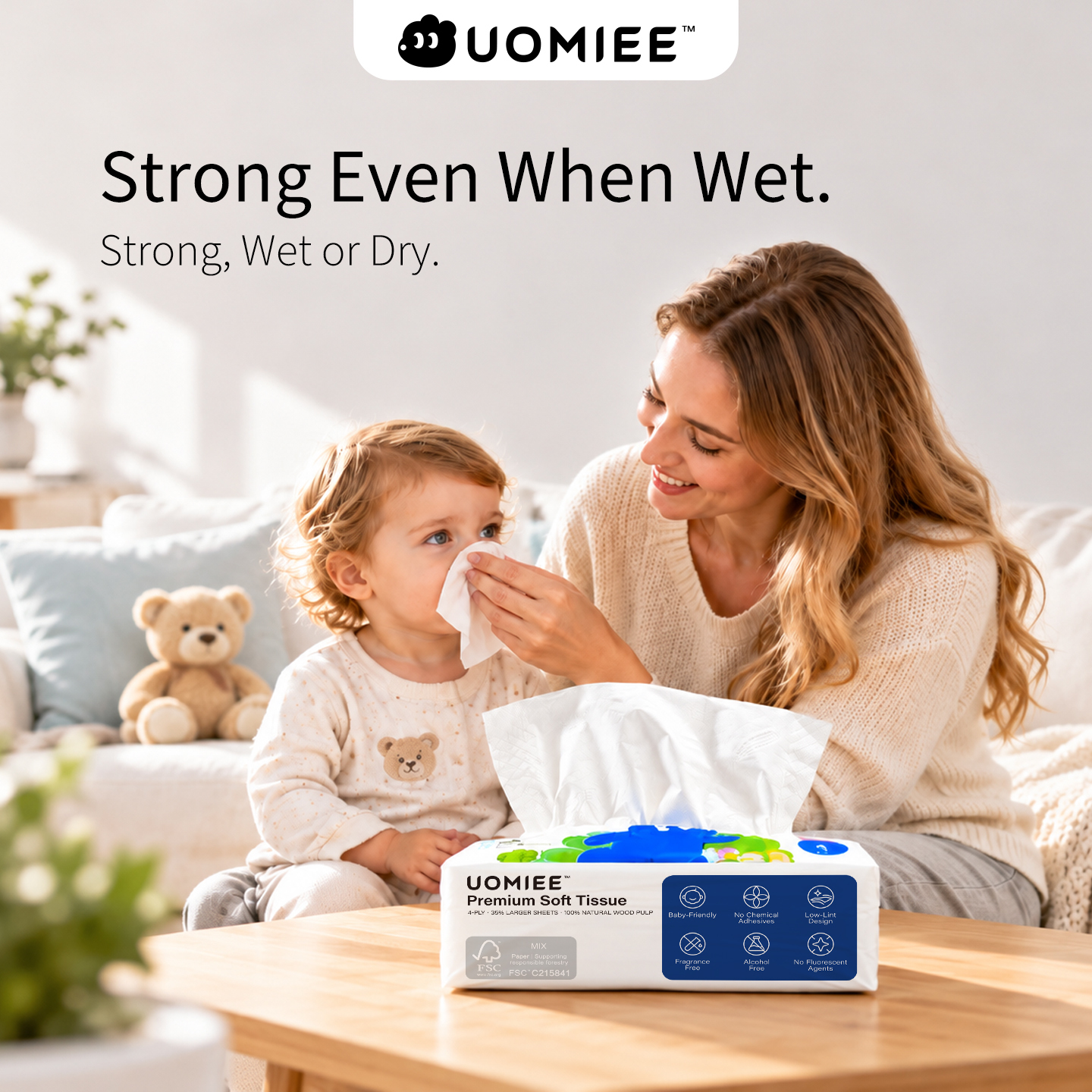 Uomiee Premium Ultra Soft Tissue 4 Packs Soft Pack Facial Tissue BundleValue Pack