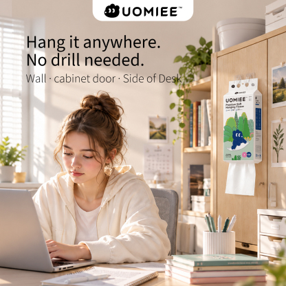 UOMIEE Premium Soft Hanging Tissue 1Pack 500 Sheets 4 Ply Leaf EmbossedBottom Pull Bathroom Tissue Wall Mount