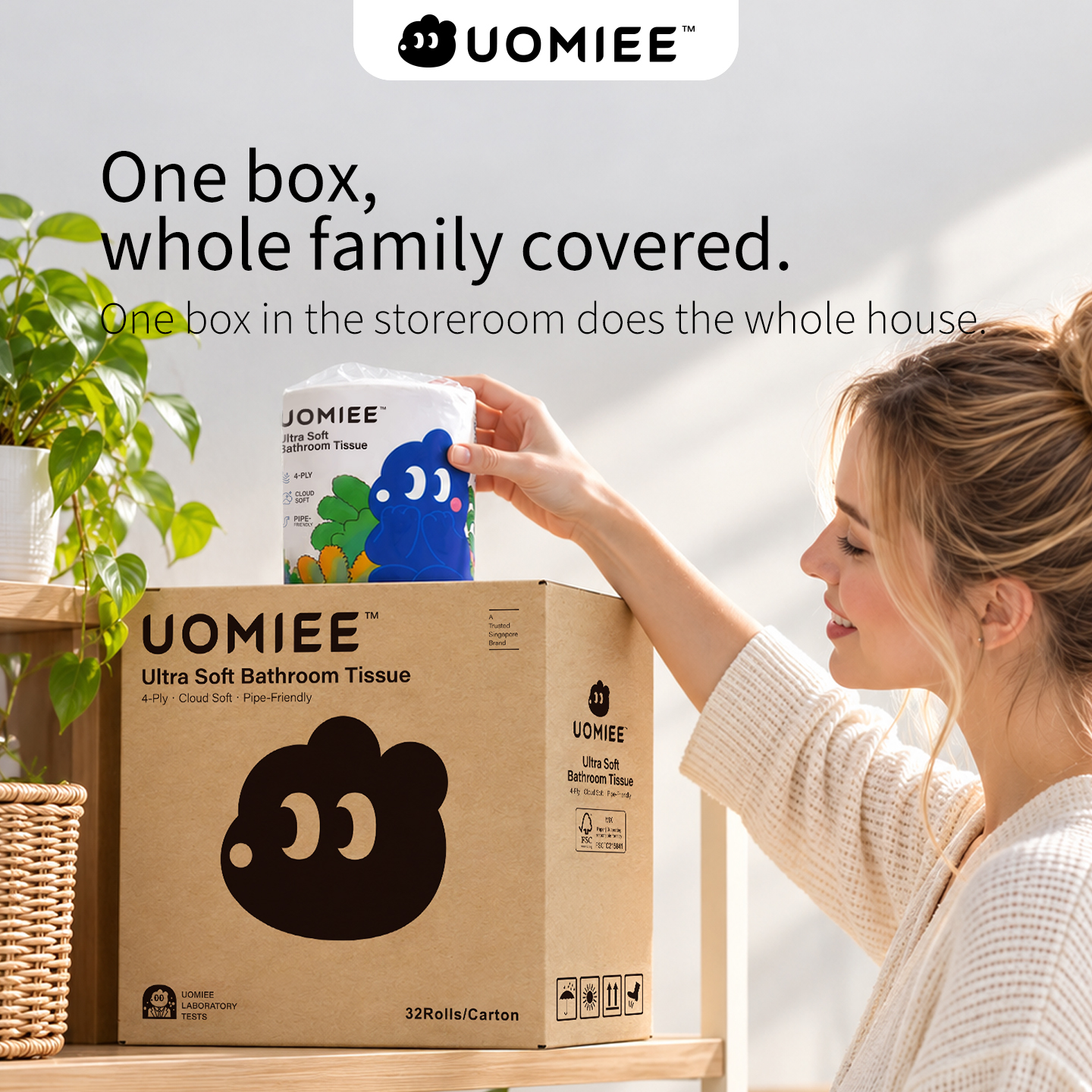 [Uomiee Toilet Paper 32 Rolls ,WholeCarton 4 Ply Ultra Soft Bathroom TissueSensitive Skin Family Bulk Value Pac