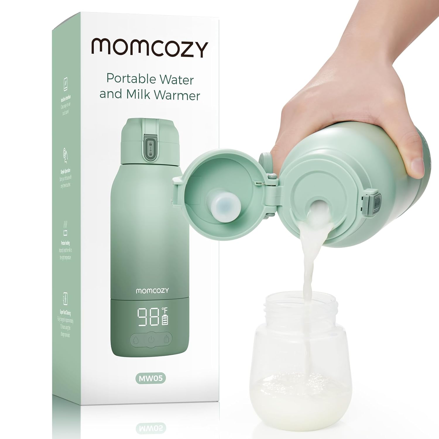 Momcozy Portable Milk Warmer 17oz | Dual Heating for Breast Milk & Water, Fast Heating, Long Battery Life