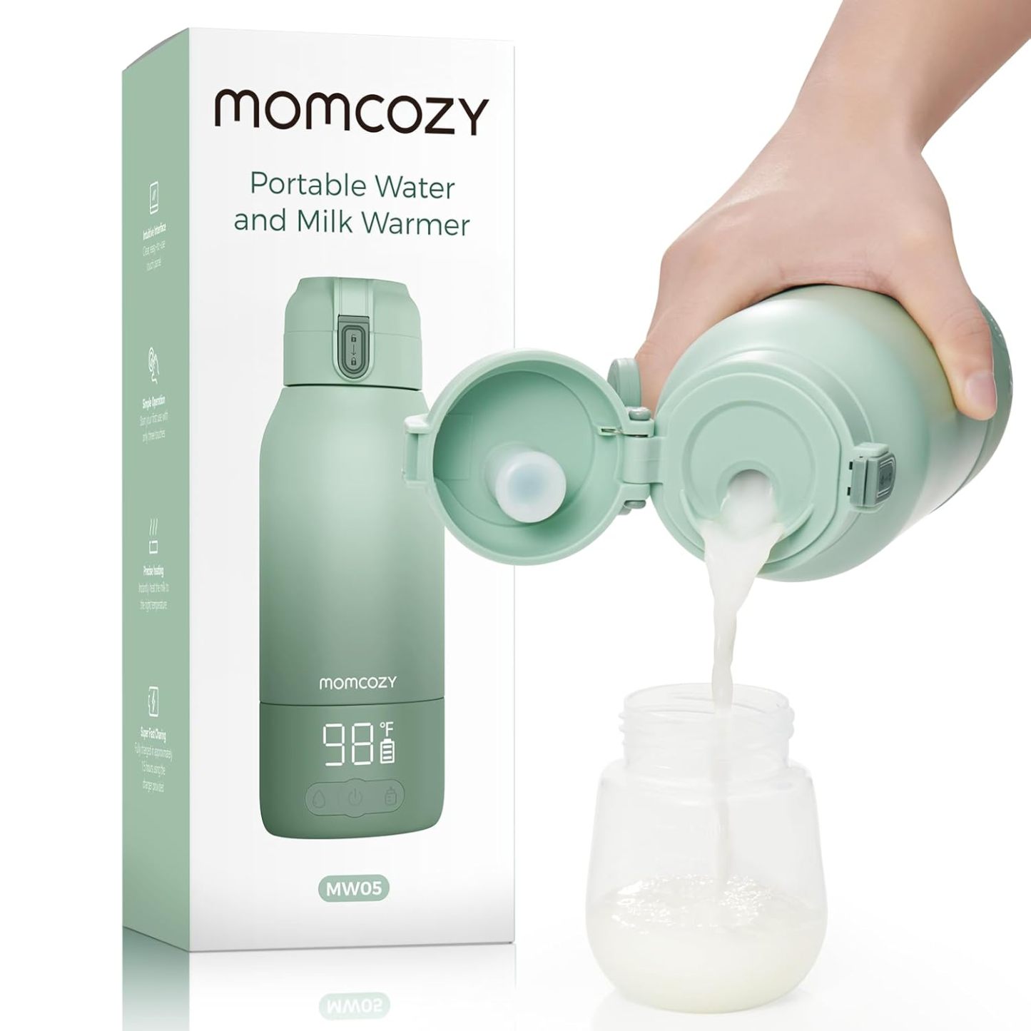 Momcozy Portable Milk Warmer 17oz | Dual Heating for Breast Milk & Water, Fast Heating, Long Battery Life
