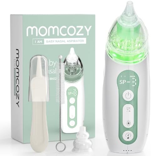 Momcozy Baby Nasal Aspirator, 3 Suction Levels Electric Nasal Aspirator for Baby, Newborn and Toddler, Portable Baby Nose Aspirator with Light Soothing and Music
