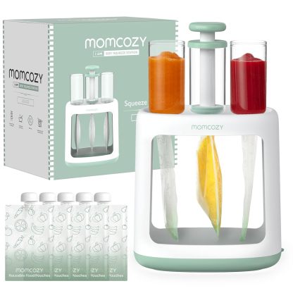 Momcozy Baby Food Squeeze Station – Pouch Filler for Homemade Puree, No Splash, BPA-Free, Reusable Bags