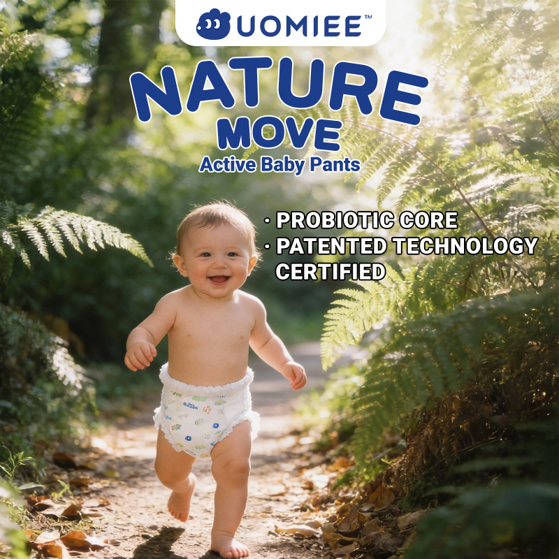 UOMIEE Nature Move Baby Diapers Family Pack | Plant-Based Soft | Ultra Breathable | Flexible Fit | Long-Lasting Dryness