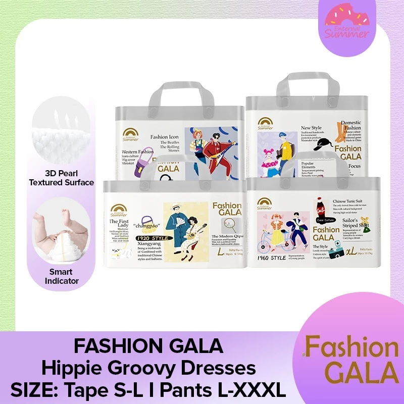 [Carton Deal] Biba Enternal Summer GALA Series - Tape & Pants | NB-XXXL | Soft Skin Friendly Fashionable Ultra-Thin