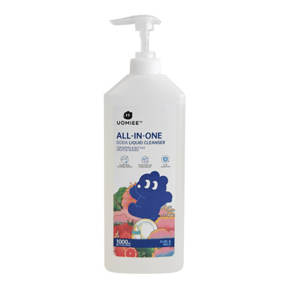 Uomiee All-in-One Soda Liquid Cleanser 1000ml | Gentle Multi-Purpose Wash – Dishes, Baby Bottles, Veggies & Fruits