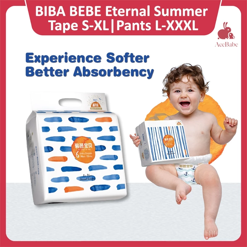 Biba Bebe Eternal Summer Series - Tape & Pants | All Siz | Soft Skin Friendly Ultra-Thin Disposable Diaper