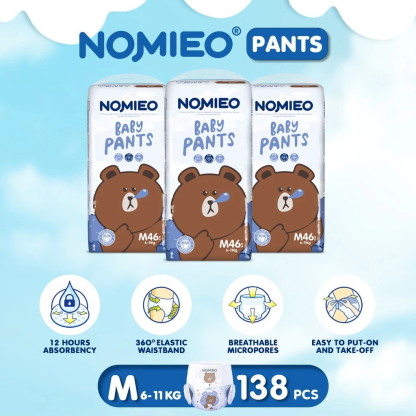 [Carton Sale] Nomieo diaper Pants Size S M L XL XXL XXXL Bundle of 3 Light and Breathable