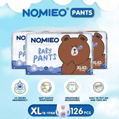 [Carton Sale] Nomieo diaper Pants Size S M L XL XXL XXXL Bundle of 3 Light and Breathable