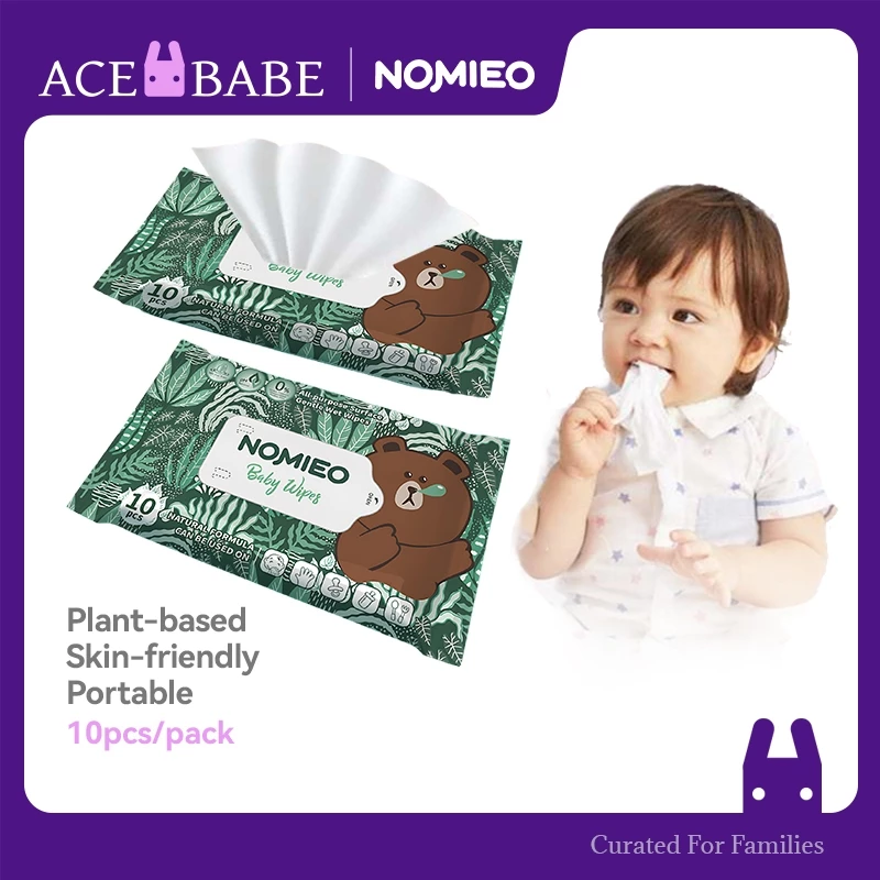 [Carton Deal] Nomieo Mini Wet Wipes Travel Pack Pocket Wet Wipes Plant-based and Skin-friendly 150*180mm 10PCS/Pack 10packs per bundle