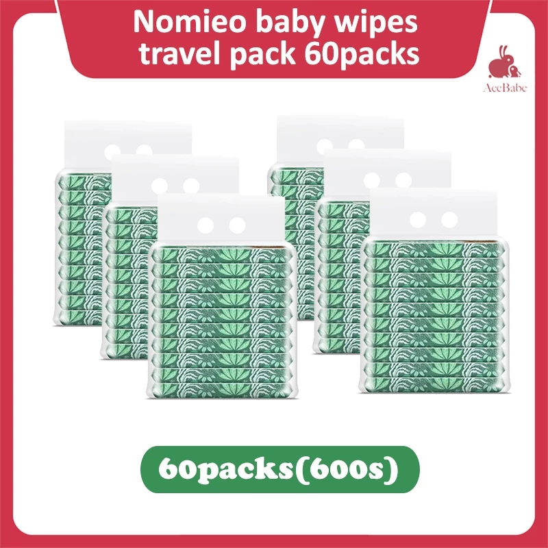 [Carton Deal] Nomieo Mini Wet Wipes Travel Pack Pocket Wet Wipes Plant-based and Skin-friendly 150*180mm 10PCS/Pack 10packs per bundle
