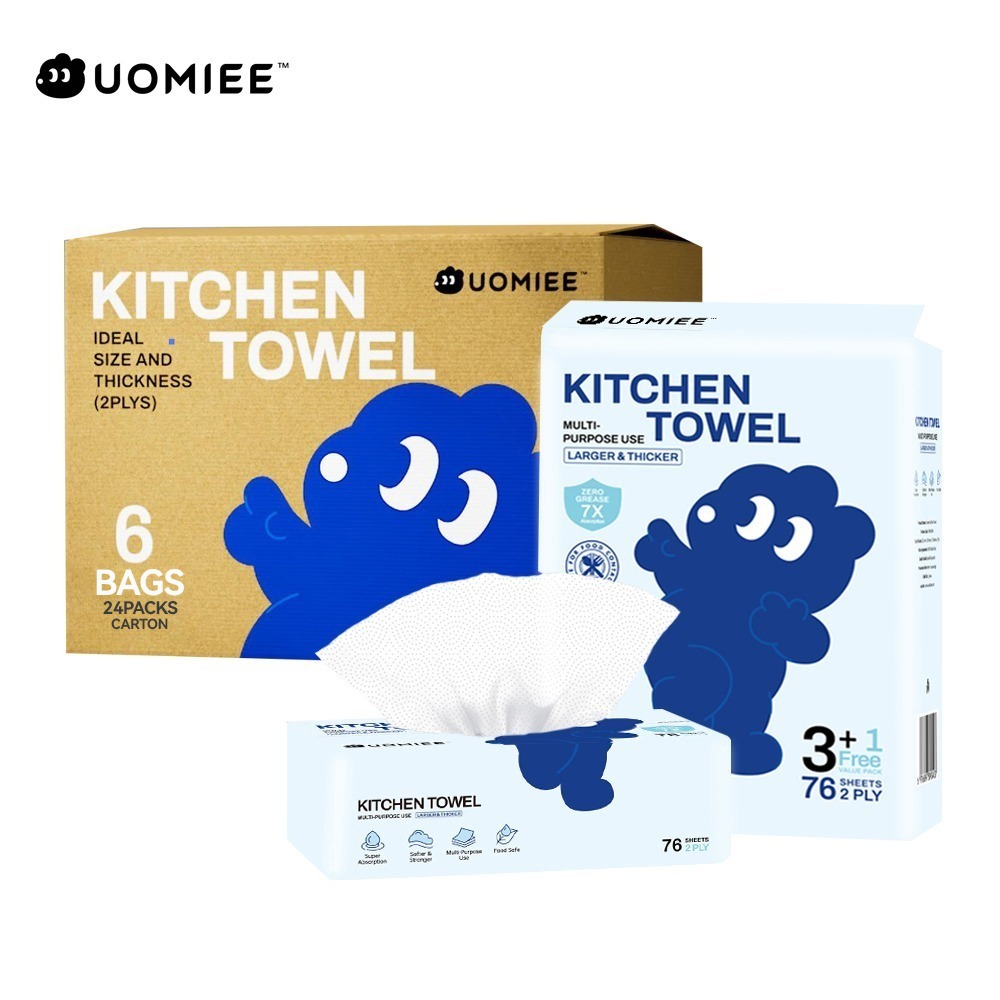 Nomieo New Multi-purpose Kitchen Towel 70 Sheets 2ply Per Water&Oil Family Pack Large Capacity-76s*24packs(CTN)
