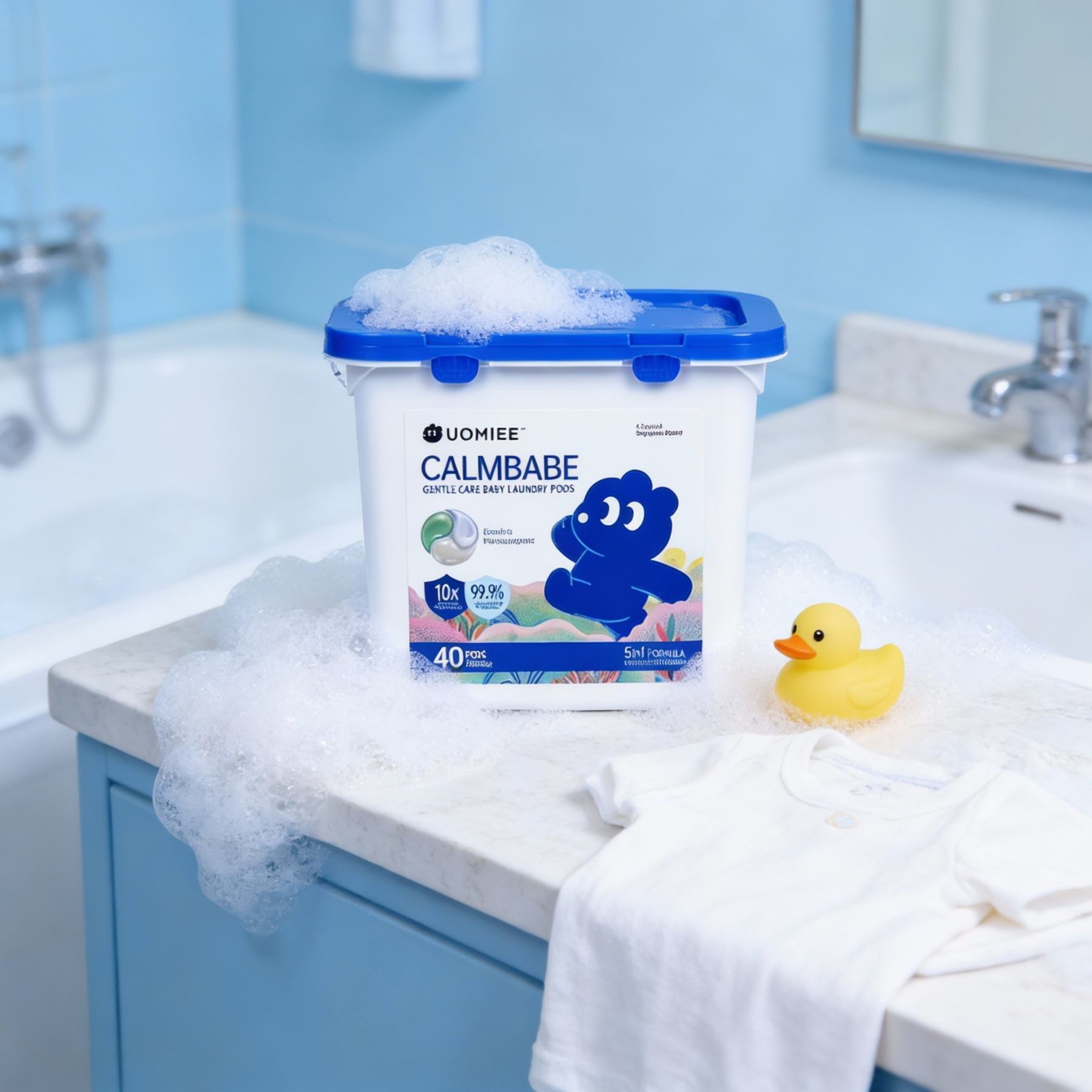 UOMIEE Baby Laundry Detergent Pods | Gentle Clean | Freesia Scent | For Baby & Kids | 40 Pods