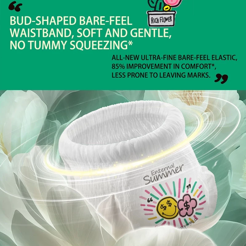 [Carton Deal] Biba Enternal Summer Smiley Rich Flower Series Diapers Pants & Tape |NB-XXL | Soft Skin Friendly
