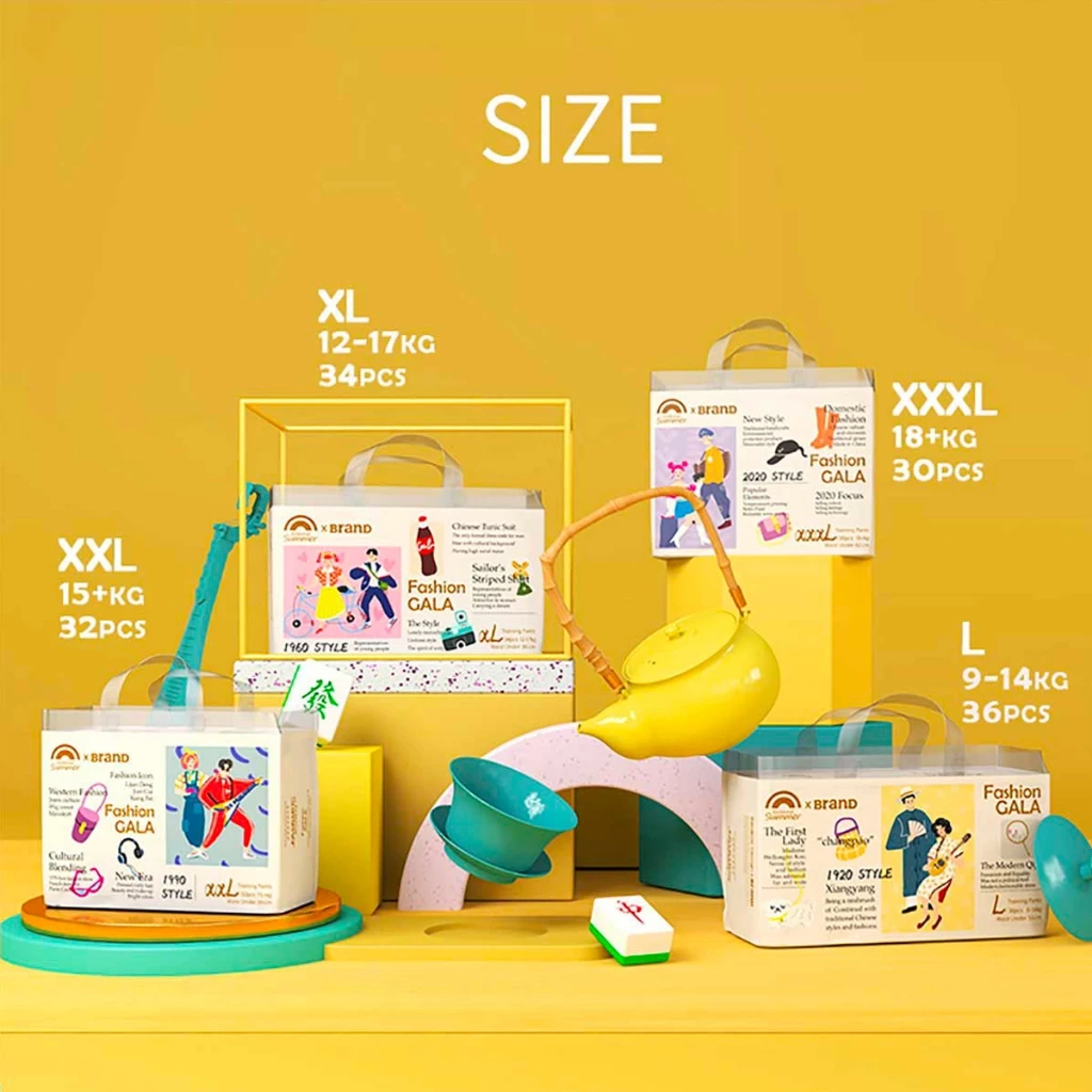 [Carton Deal] Biba Enternal Summer GALA Series - Tape & Pants | NB-XXXL | Soft Skin Friendly Fashionable Ultra-Thin