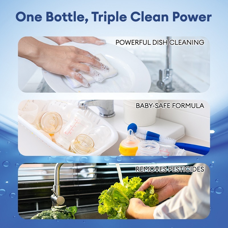 Uomiee All-in-One Soda Liquid Cleanser 1000ml | Gentle Multi-Purpose Wash – Dishes, Baby Bottles, Veggies & Fruits