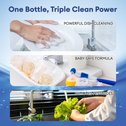 Uomiee All-in-One Soda Liquid Cleanser 1000ml | Gentle Multi-Purpose Wash – Dishes, Baby Bottles, Veggies & Fruits