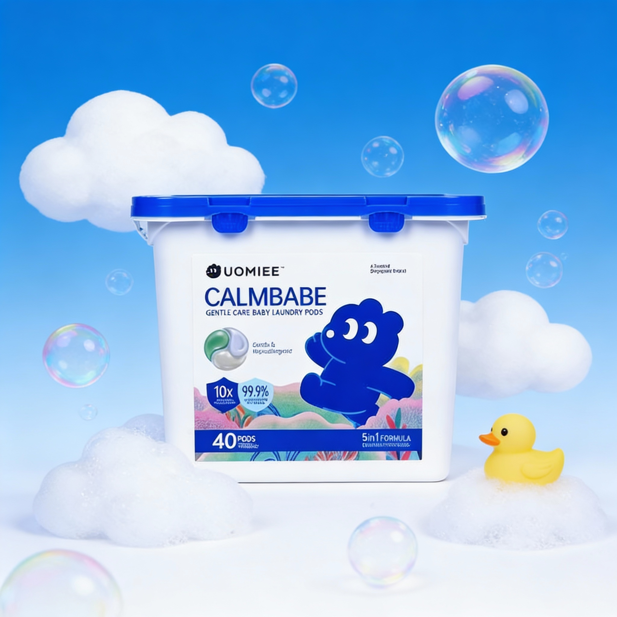 UOMIEE Baby Laundry Detergent Pods | Gentle Clean | Freesia Scent | For Baby & Kids | 40 Pods