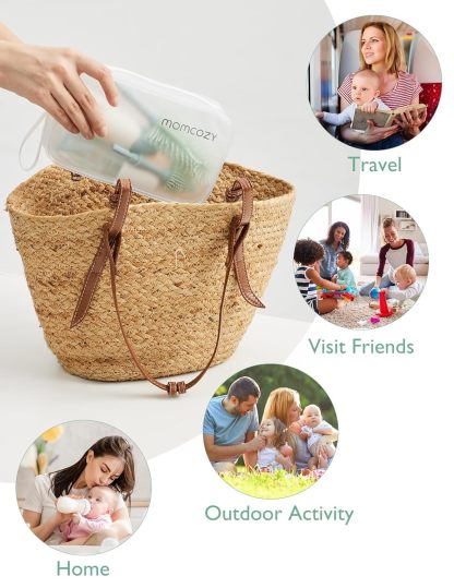 Momcozy Bottle Brush Kit, Innovative Push-Press Design for Better Cleaning - Baby Bottle Cleaner Brush for Baby Bottle, Breast Pumps, Nipples, and More - Can Generate Foam for Better Cleaning