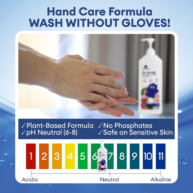 Uomiee All-in-One Soda Liquid Cleanser 1000ml | Gentle Multi-Purpose Wash – Dishes, Baby Bottles, Veggies & Fruits