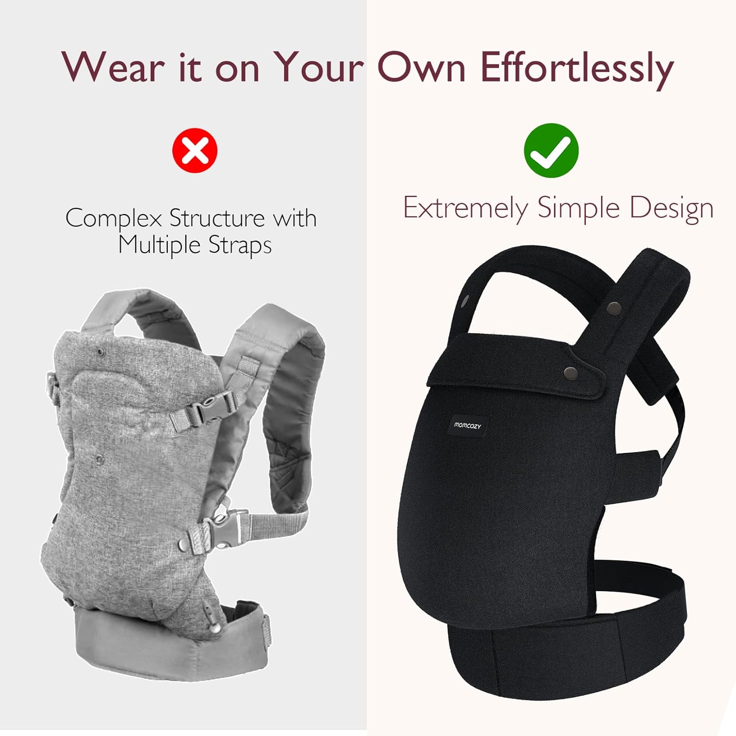 Momcozy Hip Seat Baby Carrier - Adjustable Waistband with Original 3D Belly Protector, Ergonomic Carrier with Various Pockets for Newborns & Toddlers up to 45lbs (Black, Medium)