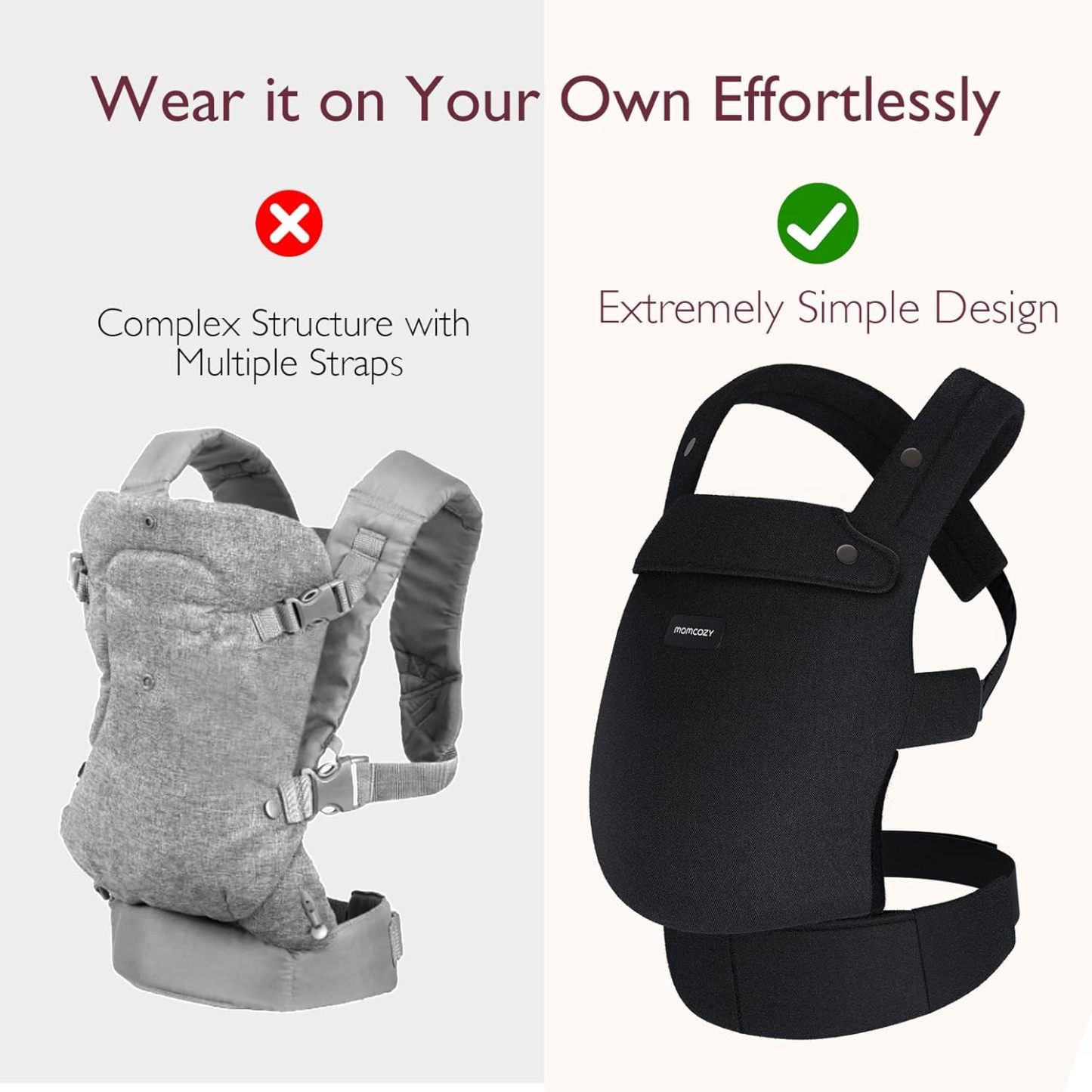Momcozy Hip Seat Baby Carrier - Adjustable Waistband with Original 3D Belly Protector, Ergonomic Carrier with Various Pockets for Newborns & Toddlers up to 45lbs (Black, Medium)