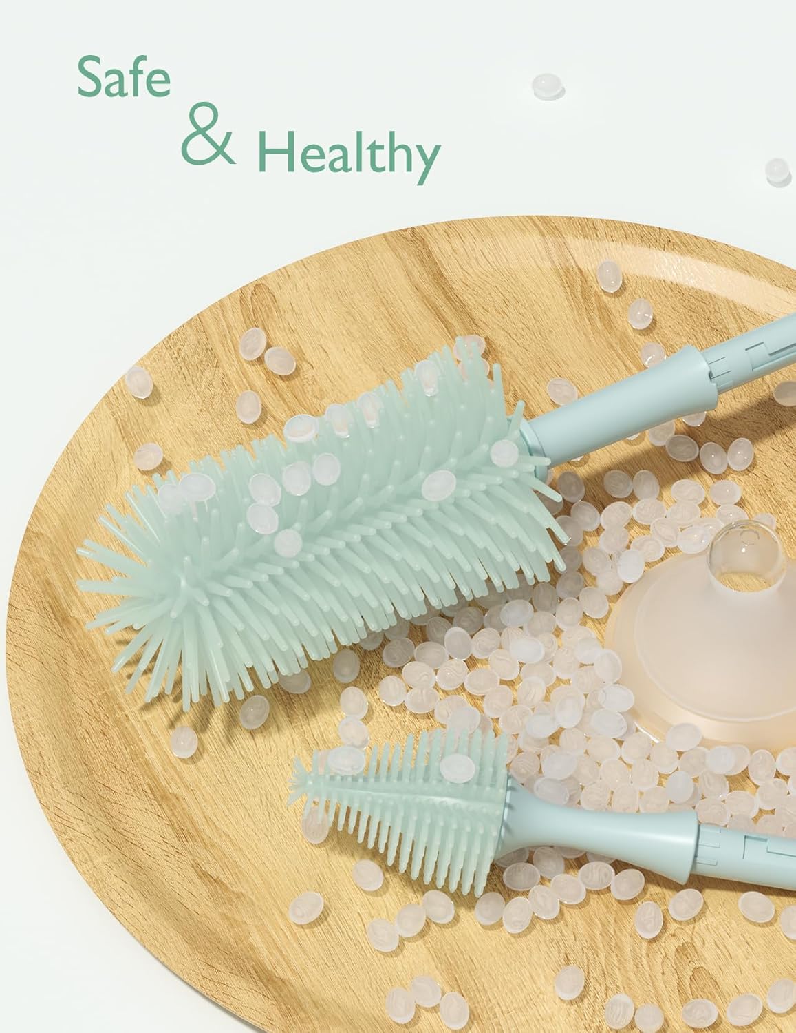 Momcozy Bottle Brush Kit, Innovative Push-Press Design for Better Cleaning - Baby Bottle Cleaner Brush for Baby Bottle, Breast Pumps, Nipples, and More - Can Generate Foam for Better Cleaning