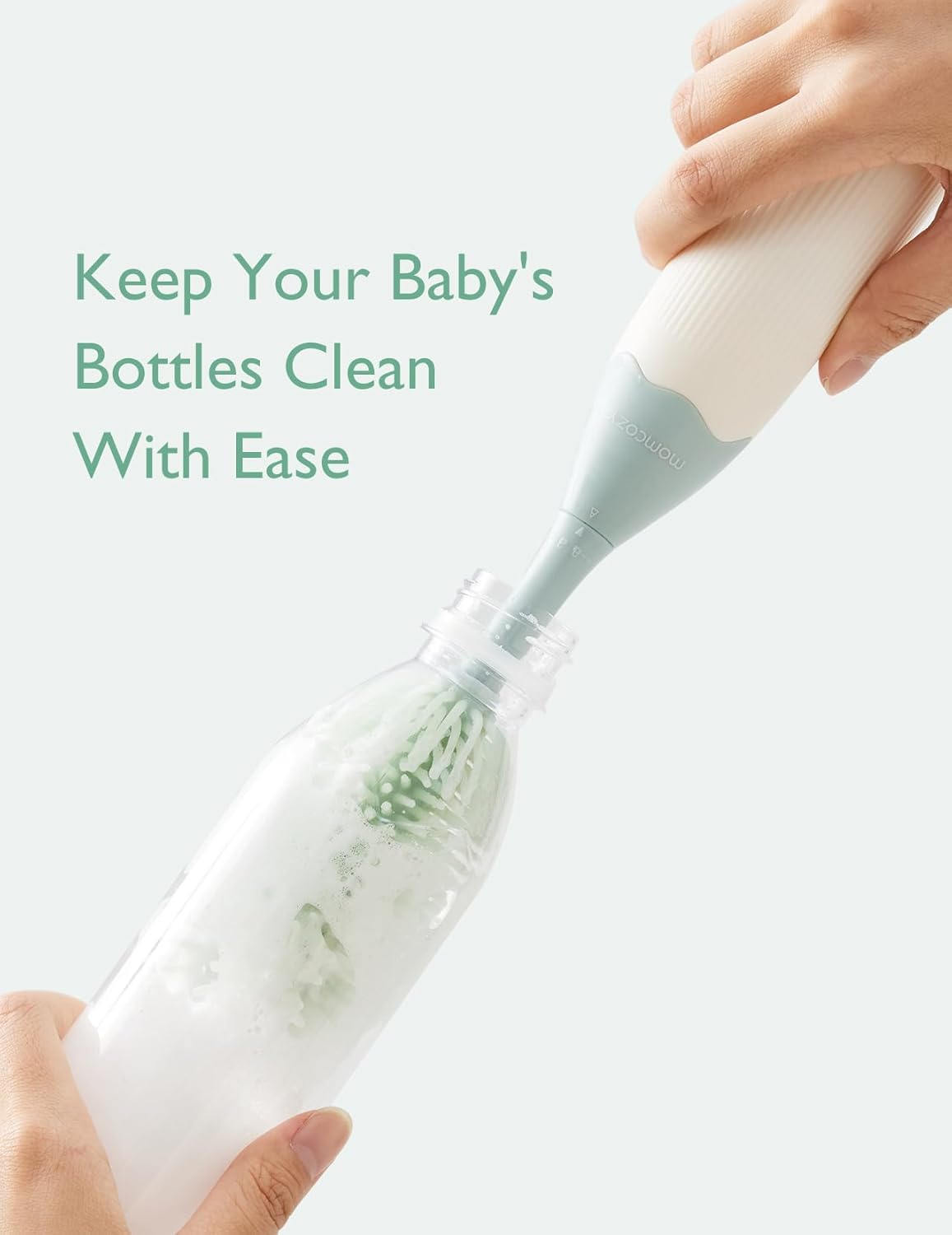 Momcozy Bottle Brush Kit, Innovative Push-Press Design for Better Cleaning - Baby Bottle Cleaner Brush for Baby Bottle, Breast Pumps, Nipples, and More - Can Generate Foam for Better Cleaning