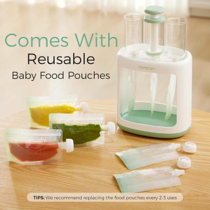 Momcozy Baby Food Squeeze Station – Pouch Filler for Homemade Puree, No Splash, BPA-Free, Reusable Bags