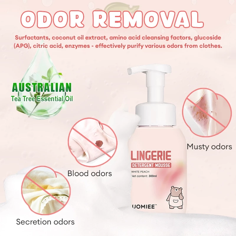 Lingerie Detergent Mousse Underwear Anti-bacterial Detergent Mousse Remove Stains Easy To Use 300ml*3 Bottles