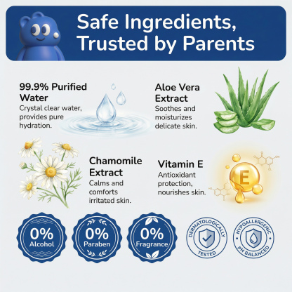 UOMIEE Baby Wet Wipes 50 Sheets｜Alcohol & Fragrance Free｜Gentle for Newborn & Sensitive Skin