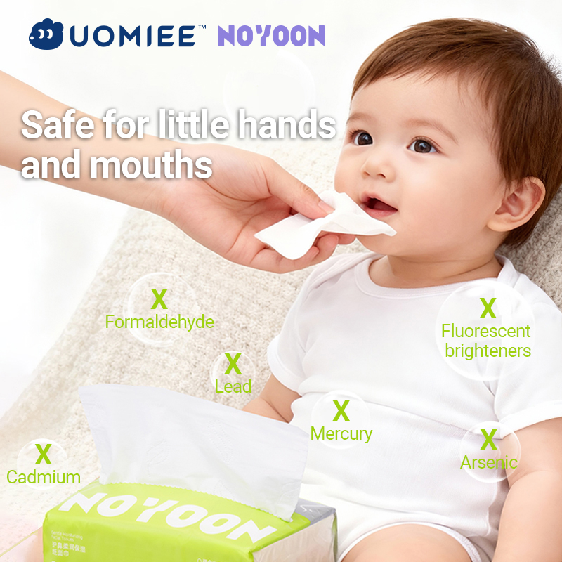 UOMIEE Nose Soothing Tissue MoistCare Soft Tissue 4 Ply Sensitive Skin Gentle Facial Tissue Family Pack 48 Packs