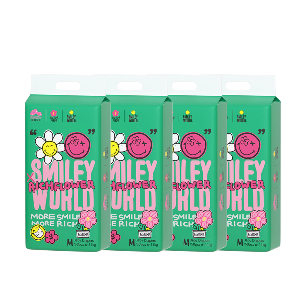 [Carton Deal] Biba Enternal Summer Smiley Rich Flower Series Diapers Pants & Tape |NB-XXL | Soft Skin Friendly