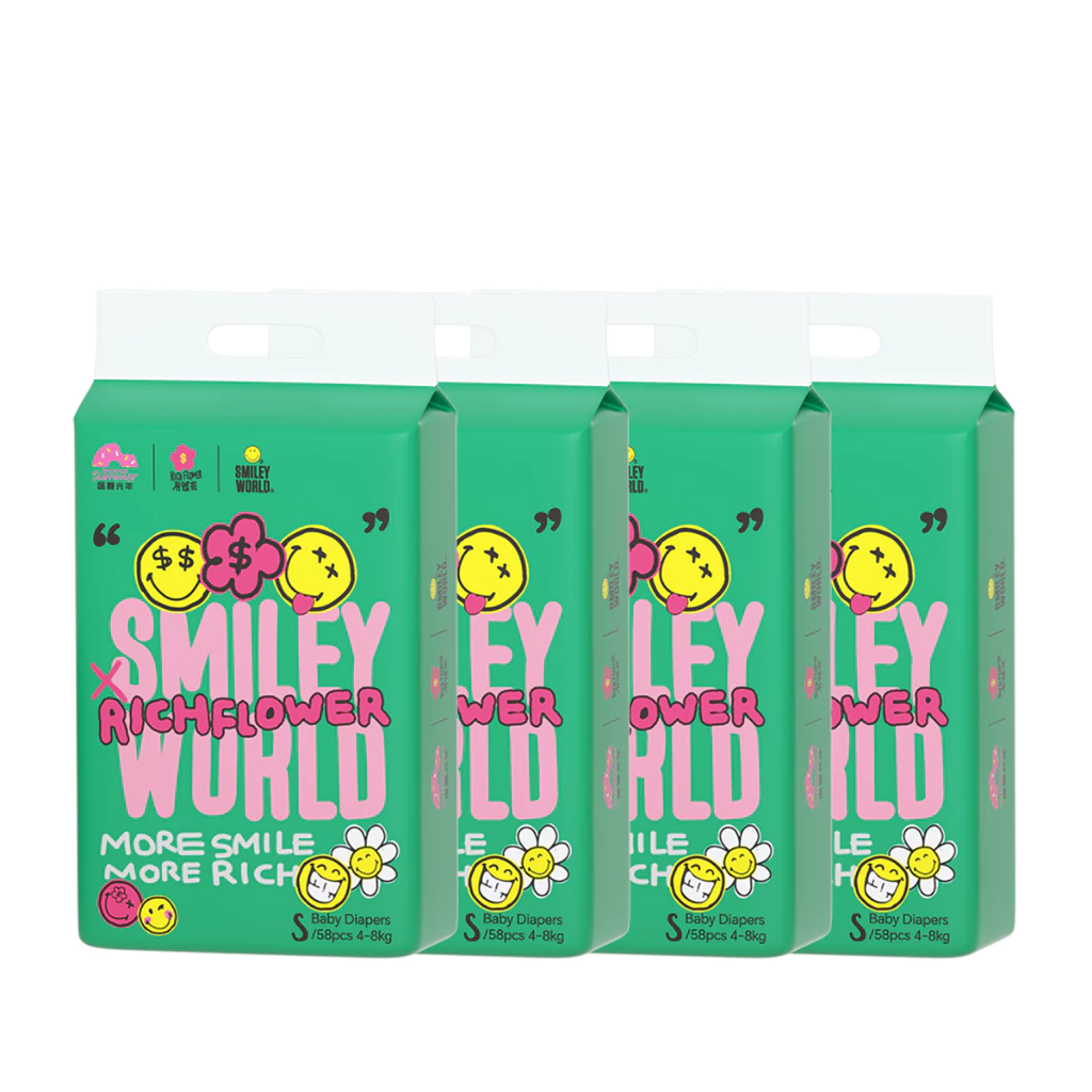 [Carton Deal] Biba Enternal Summer Smiley Rich Flower Series Diapers Pants & Tape |NB-XXL | Soft Skin Friendly