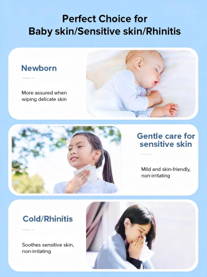 Extra softness with moisturising comfort for everyday gentle care.