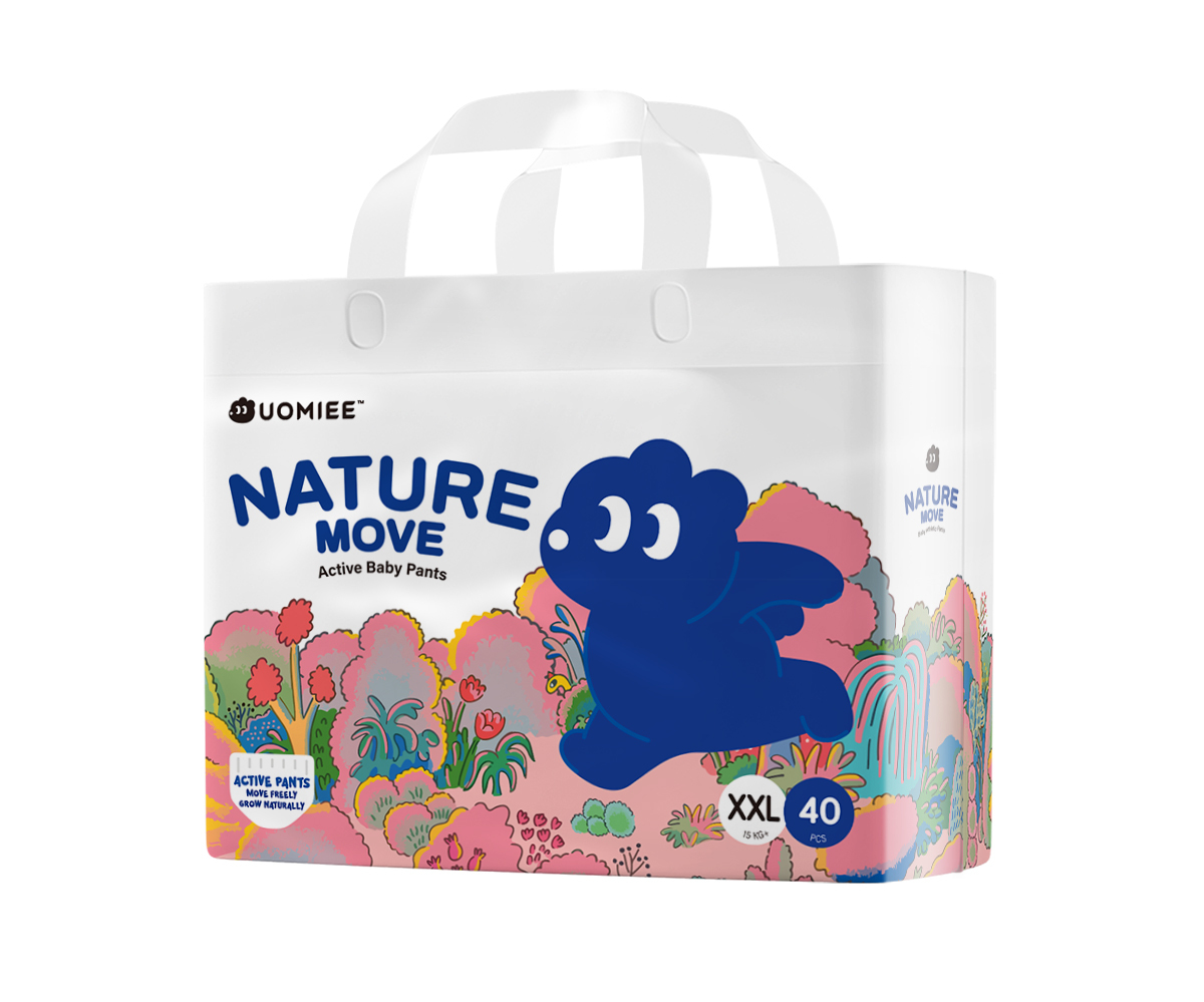 UOMIEE Nature Move Baby Diapers Family Pack | Plant-Based Soft | Ultra Breathable | Flexible Fit | Long-Lasting Dryness