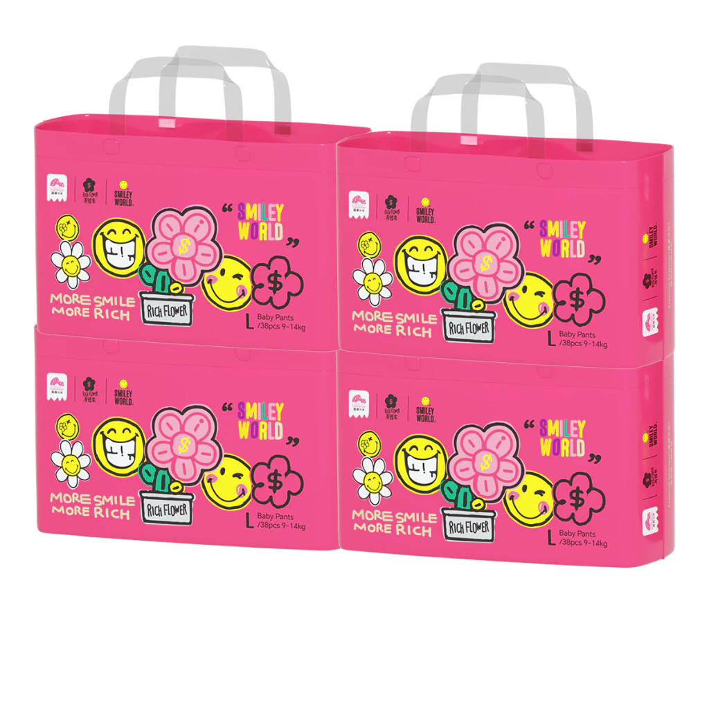 [Carton Deal] Biba Enternal Summer Smiley Rich Flower Series Diapers Pants & Tape |NB-XXL | Soft Skin Friendly