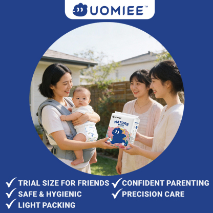 UOMIEE Nature Move Baby Diapers Travel Single Pack Plant-Based Soft Ultra Breathable Flexible Fit Long-Lasting Dryness