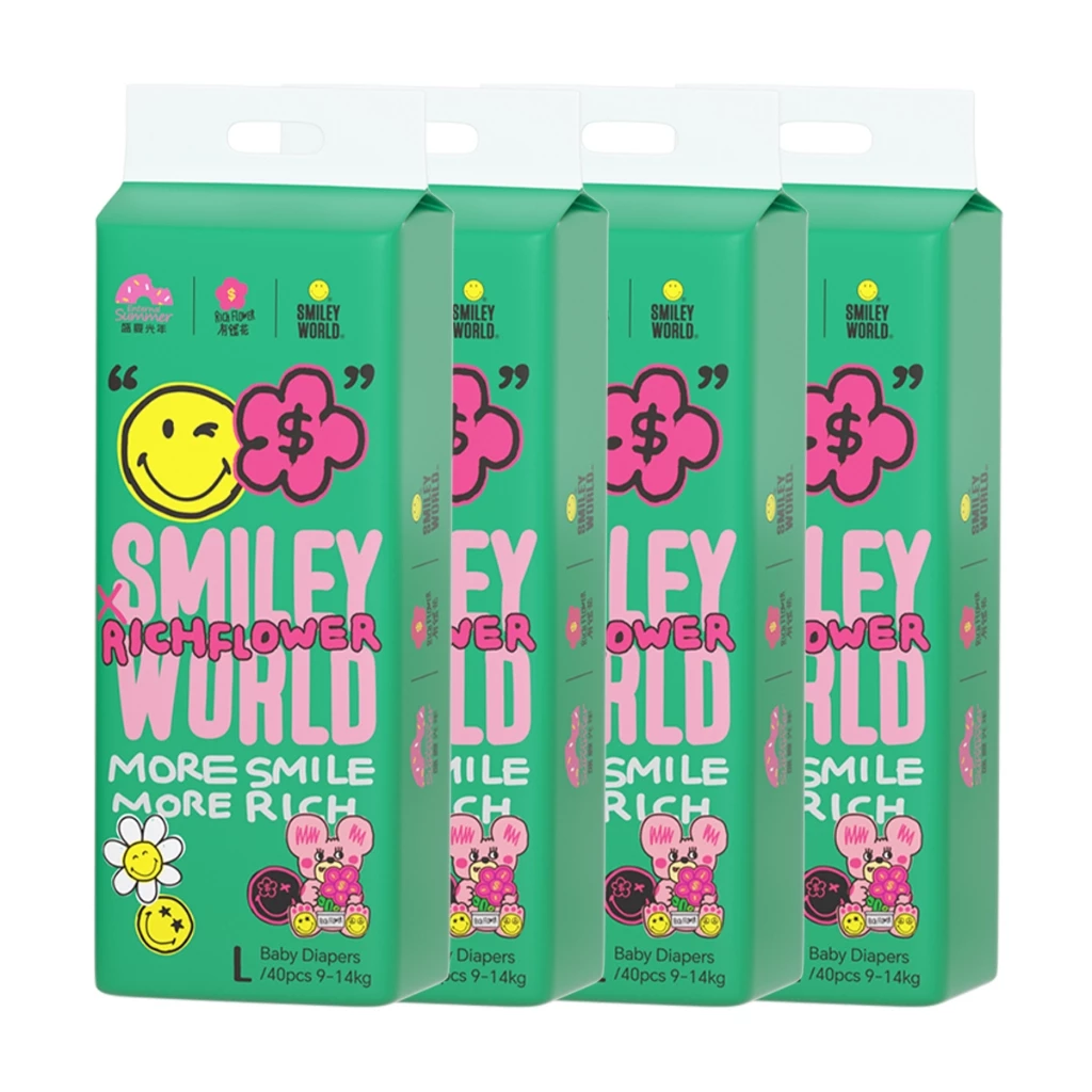 [Carton Deal] Biba Enternal Summer Smiley Rich Flower Series Diapers Pants & Tape |NB-XXL | Soft Skin Friendly