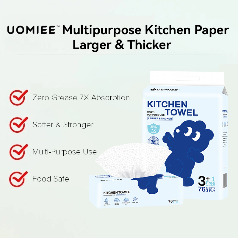 Nomieo New Multi-purpose Kitchen Towel 70 Sheets 2ply Per Water&Oil Family Pack Large Capacity-76s*24packs(CTN)