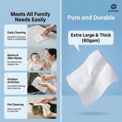 UOMIEE Baby Pure Water Wipes | Soft & Gentle Hand & Mouth Care | Suitable for Newborn | 20 Pulls