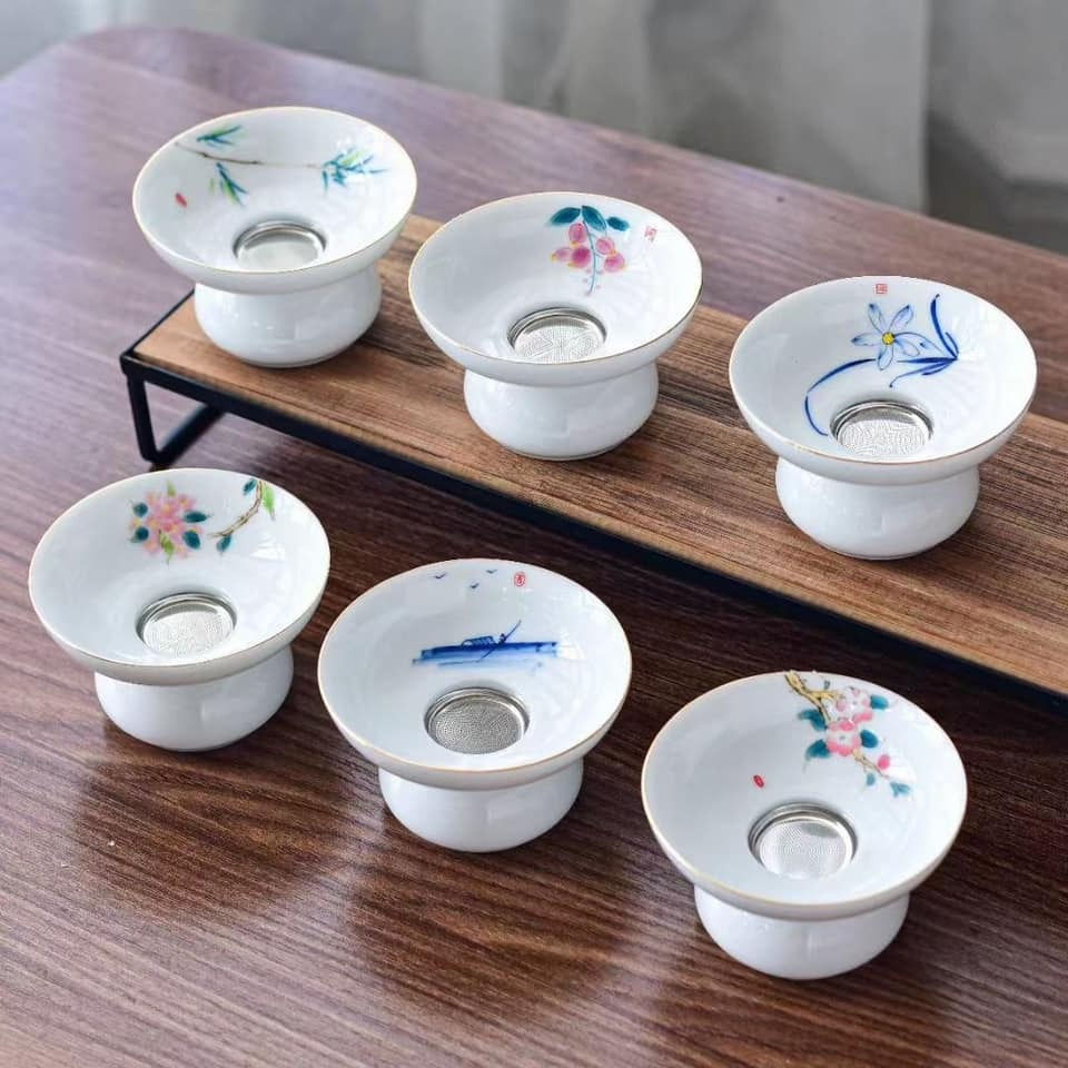 国绘白瓷过滤组 Guohui White Porcelain Filter Set