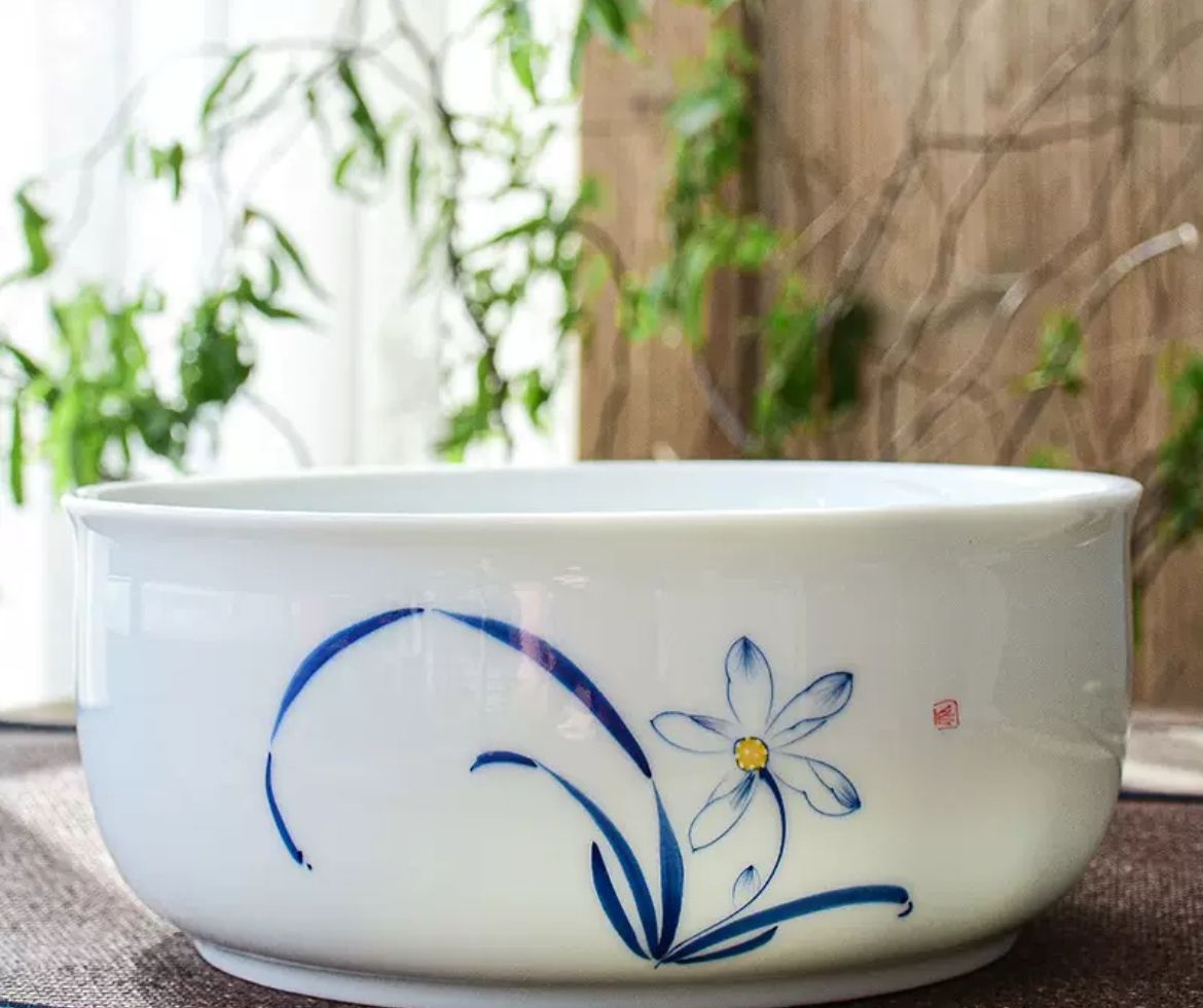 手绘陶瓷茶洗 Hand-Painted Ceramic Tea Rinse Bowl