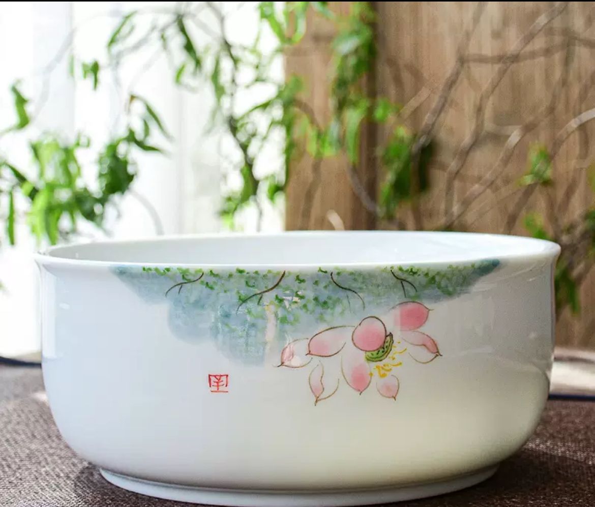 手绘陶瓷茶洗 Hand-Painted Ceramic Tea Rinse Bowl