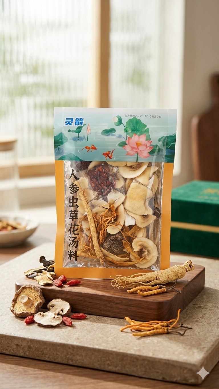 Ginseng Cordyceps Flower Herbal Soup 九鼎香 人参虫草花汤料包