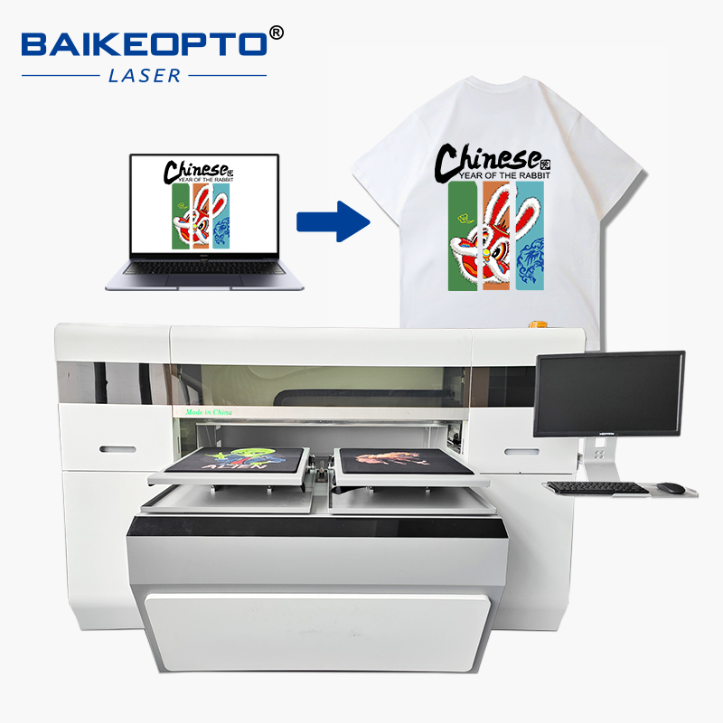 BK-I3200T Factory Price DTG T-shirt Garment Digital Inkjet Printer with 4pcs i3200 Printheads Dual 45*50 cm Work Bench DTG Printing Machine