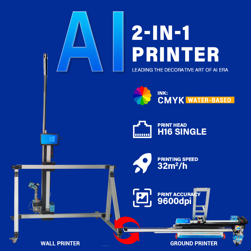 BK-TW32A AI Intelligent Wall Mural Printer with Mechanical Arm CMYK Ink Automatic Painting AI 3D Printer