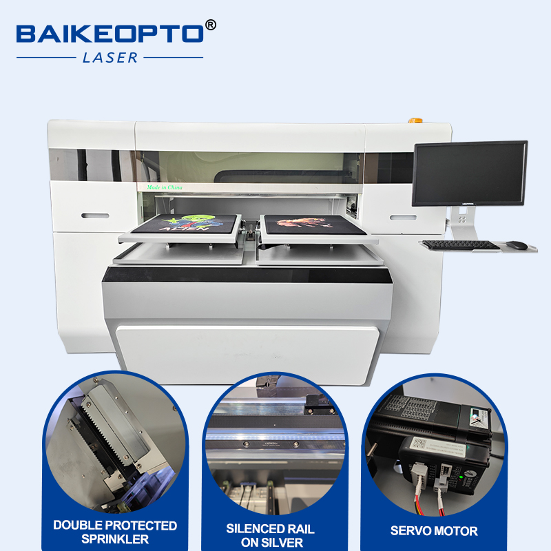 BK-I3200T Factory Price DTG T-shirt Garment Digital Inkjet Printer with 4pcs i3200 Printheads Dual 45*50 cm Work Bench DTG Printing Machine